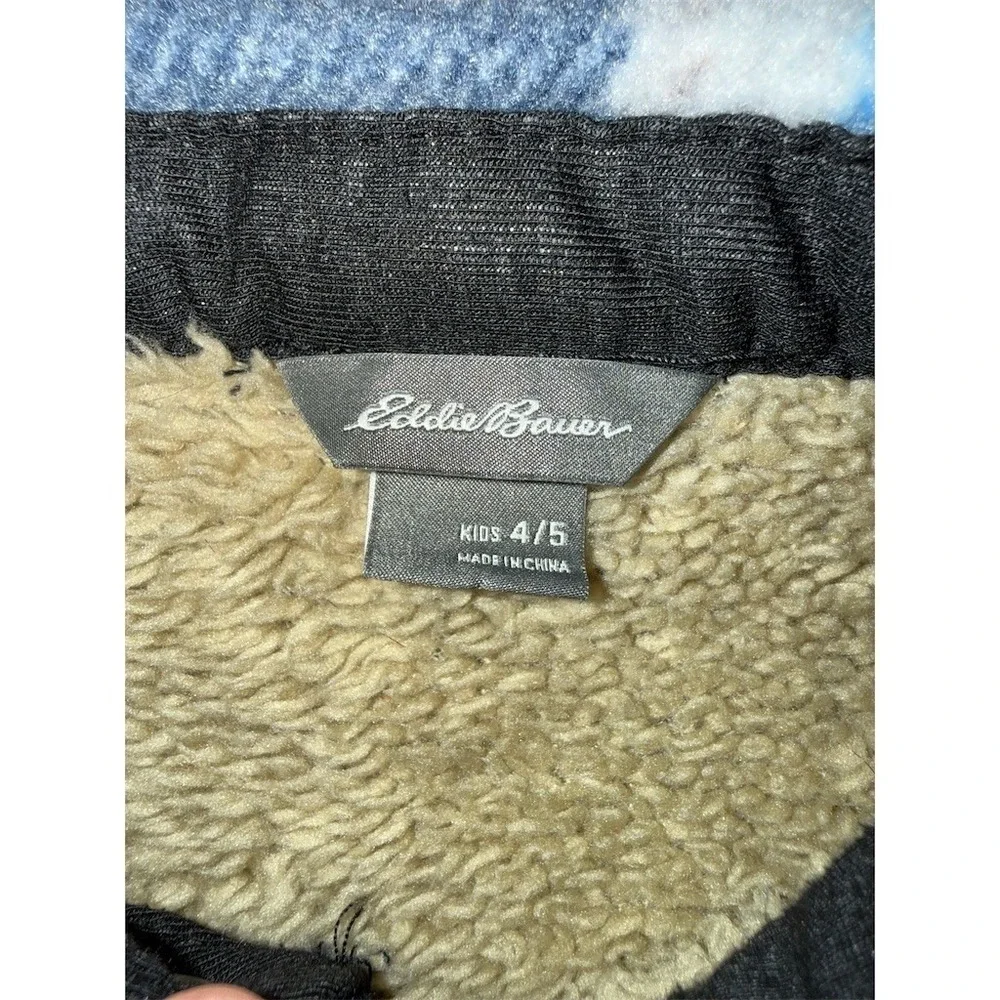 Eddie‎ Bauer Shirt Jacket Kids 4/5 Plaid Sherpa lining shacket cabincore snap